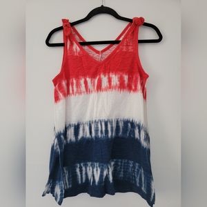Sonoma Tie strap tie dye striped tank top red white and blue